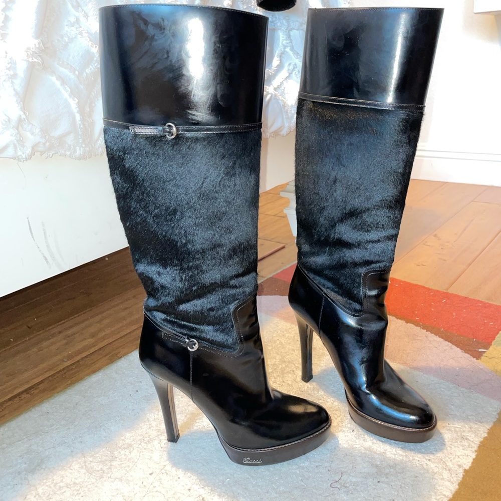 Gucci heel boots. Rare vintage Cowhide